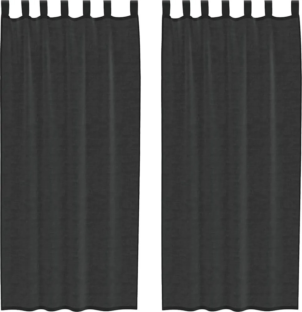 vidaXL Perdele din voile cu tablă 2 buc Negru