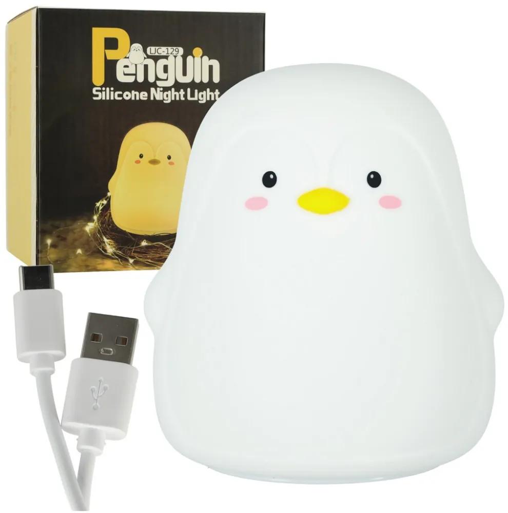 Lampa de veghe pentru copii  din silicon  cu led  pinguin