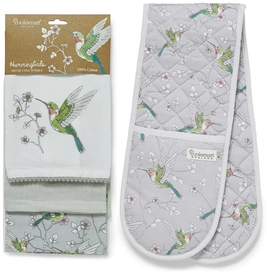 Set cu prosoape, mănușă de bucătărie și capac de ceainic 5 buc. Hummingbirds – Cooksmart ®