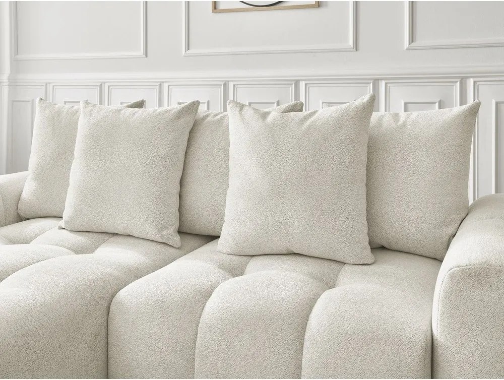 Colțar alb extensibil/cu spațiu de depozitare cu tapițerie din chenille (cu colț pe partea stângă/cu șezlong) Roxelane – Bobochic Paris