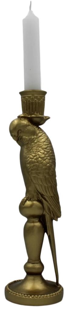 Suport lumanare papagal auriu H26 cm