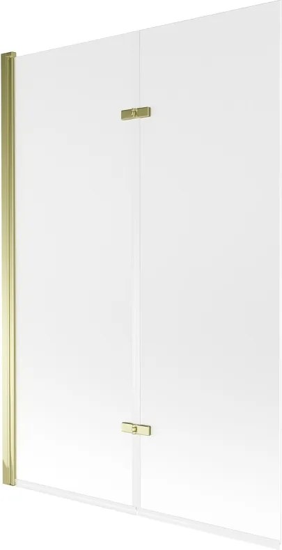 Mexen Castor paravan de cadă cu 2 aripi 120 x 150 cm, înghețat, auriu - 892-120-002-50-30
