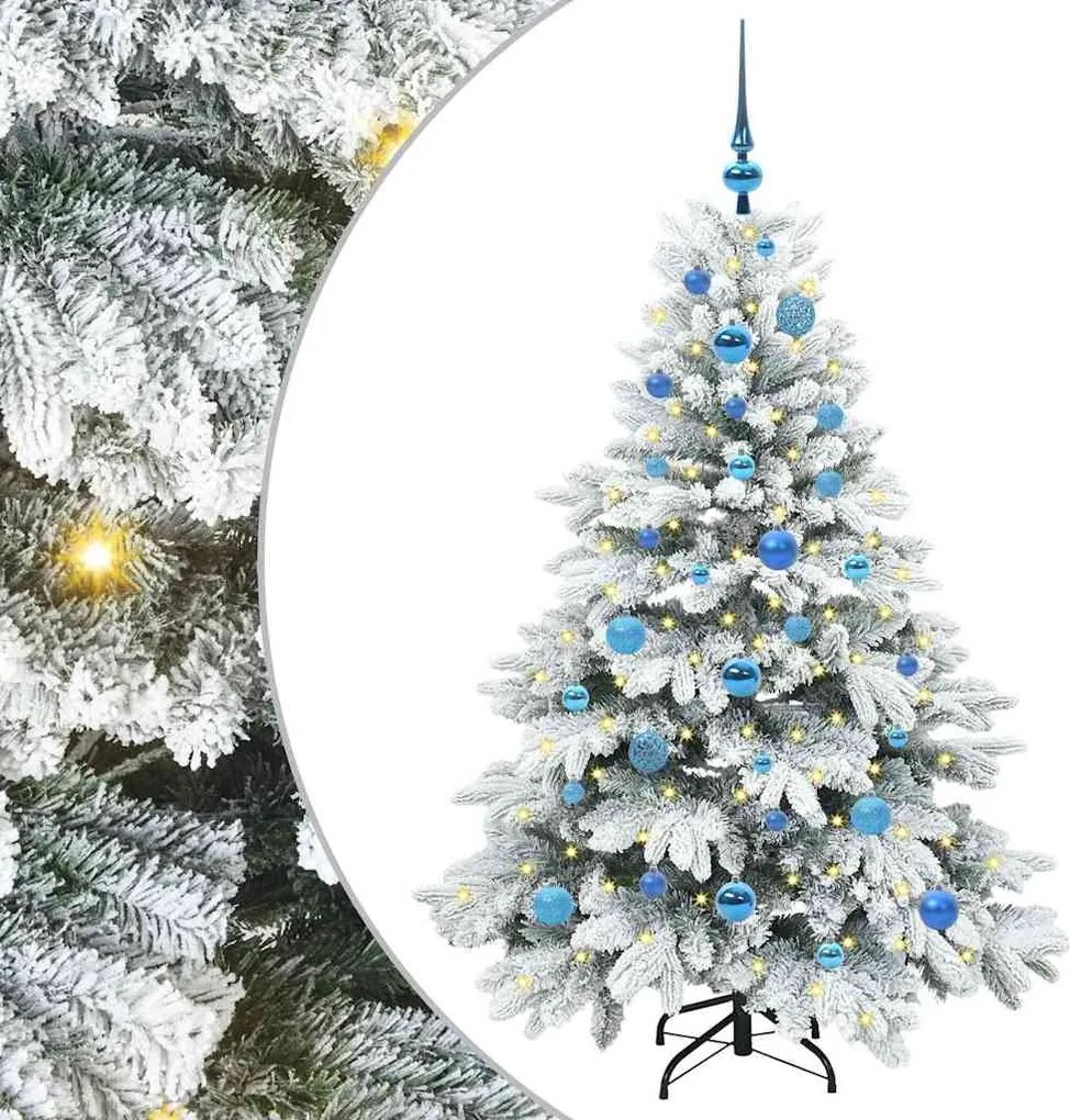 vidaXL Brad de Crăciun artificial cu 150 LED Alb 150 cm PE și PVC