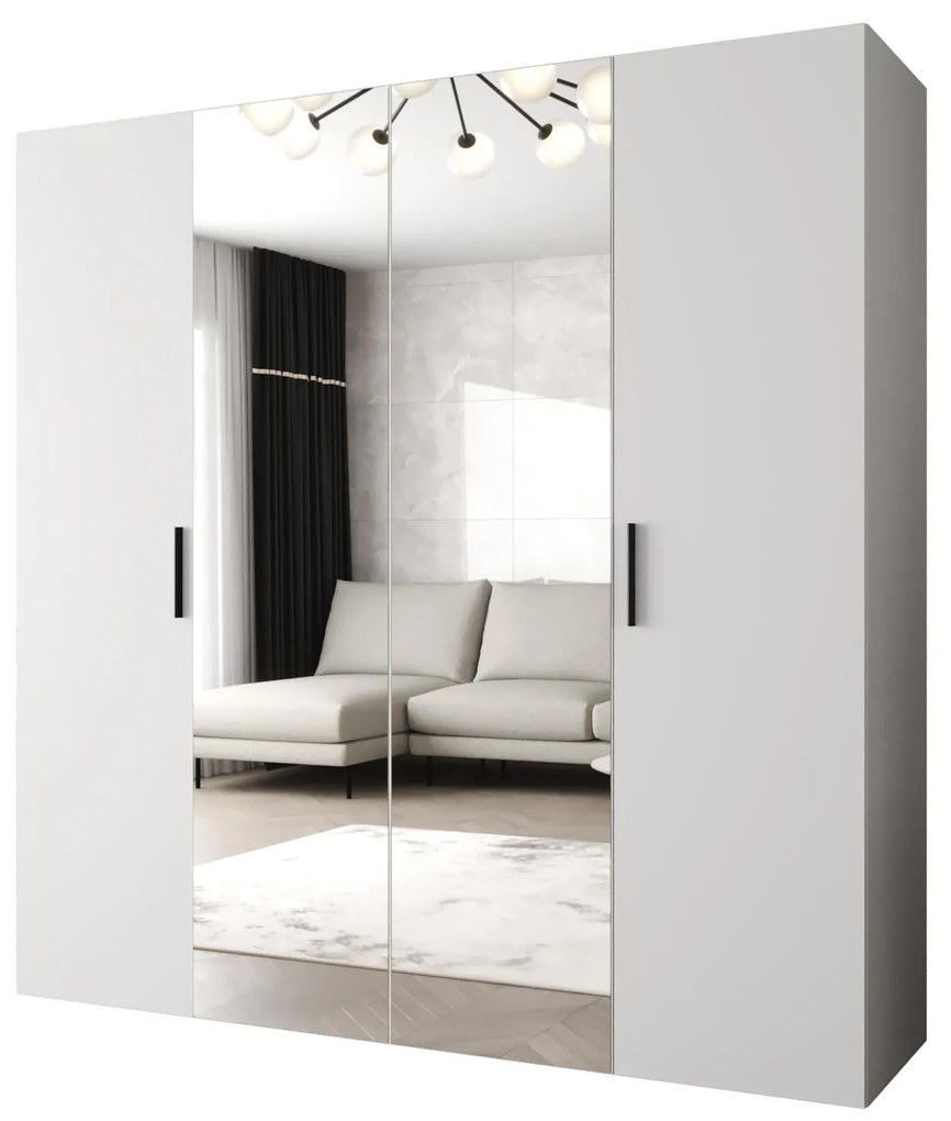 Dulap de haine 200 cm Borry 2 (alb + Negru). 1125824