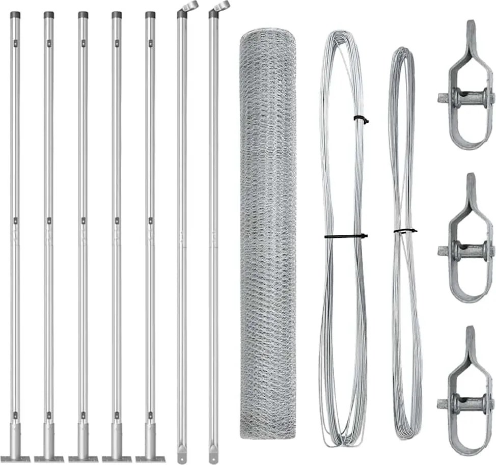 vidaXL Stâlp de gard. Argintiu 10 x 0,8 m (plasă de 13 mm) Oțel