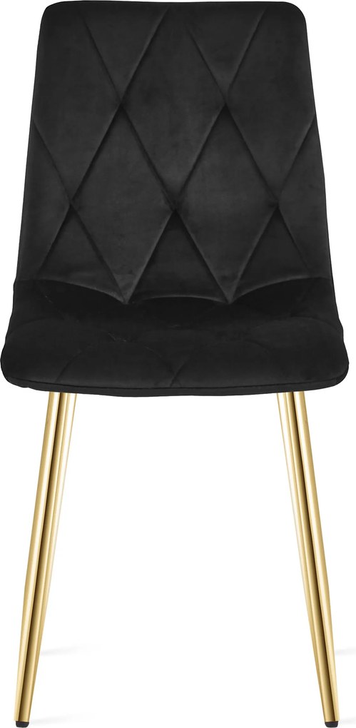 Negru scaun bucatarie LIBRA din catifea cu picioare aurii