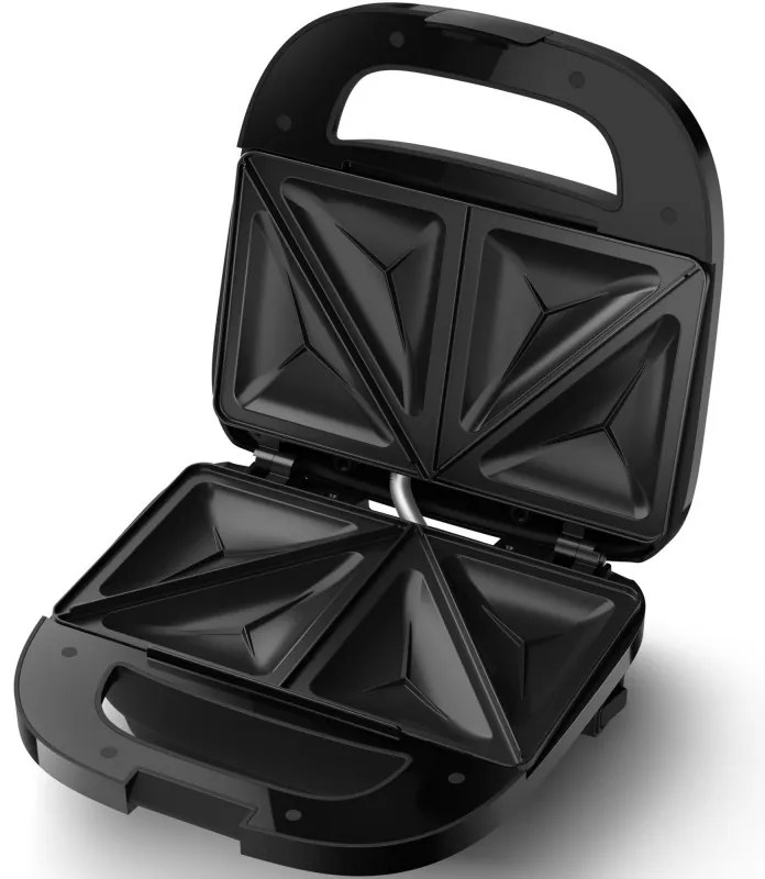 Toaster pentru sandvișuri Philips HD2331/90 Seria 3000, 750 W, Pentru până la 2 felii/4 sandvișuri triunghiulare, Plăci din aluminiu neaderente, Negru