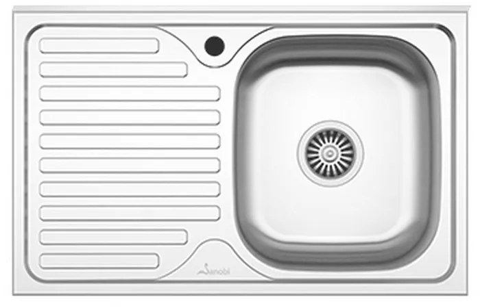 Set Masca Chiuveta Karo, Alb, 80 x 50 x 80 cm, Chiuveta Inox, Cuva dreapta