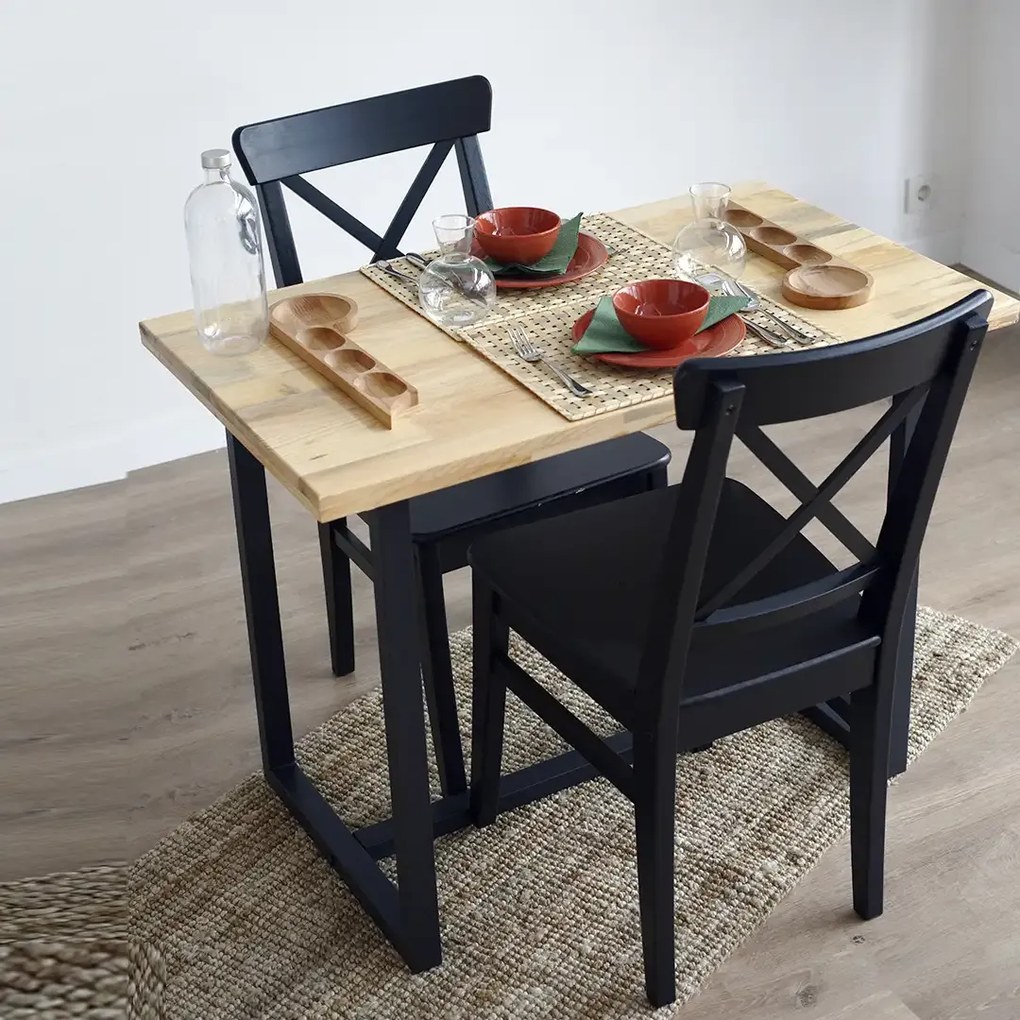 Masa bucatarie  lemn.seria wood A-620,pin natur-negru,100x59x75 cm, 30103