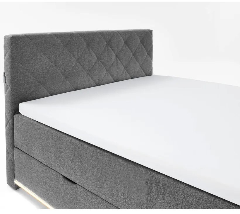 Pat boxspring gri cu spațiu de depozitare 180x200 cm Messina – Meise Möbel