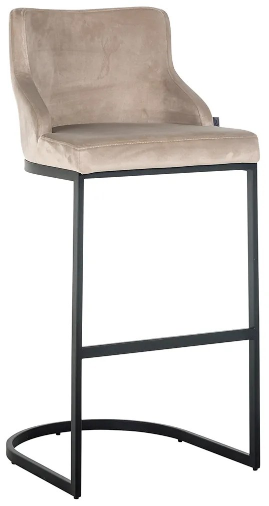 Scaun de bar Bolton bej catifelat negru (rezistent la foc)