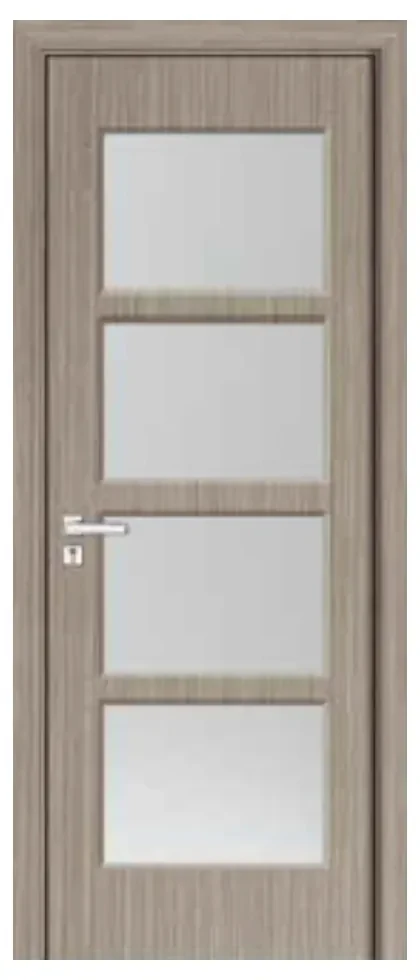 Usa Interior din MDF Novo Doors ND317, Cadru din Lemn Masiv, Geam Sablat, KIT COMPLET, Toc , Manere si balamale incluse (Culoare: Gri, Dimensiune: 80