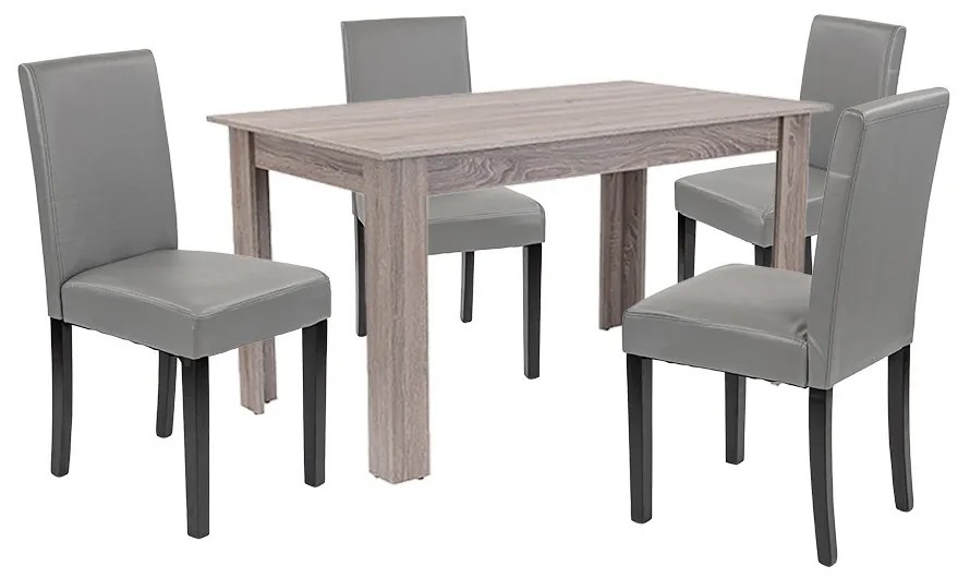 Set de masă Leon 4+1 stejar York gri