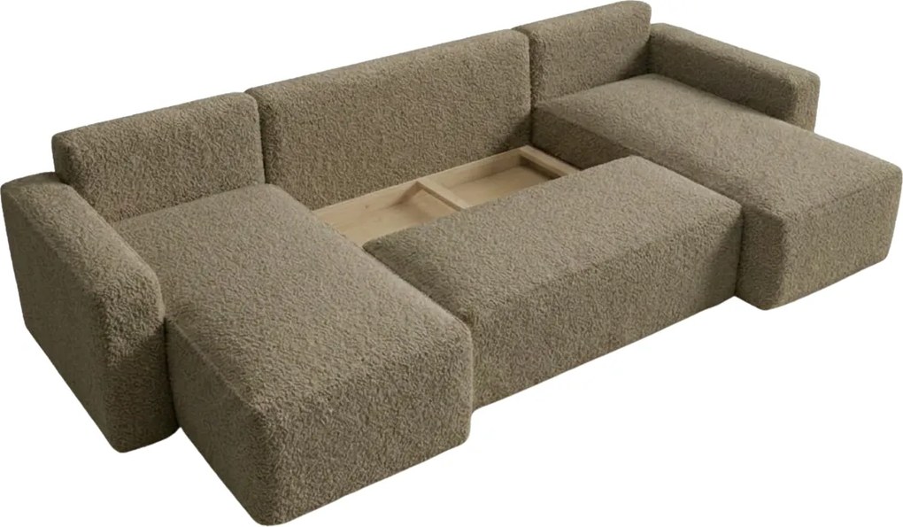 OFERTA Canapea extensibila in U SMART BOUCLE 303x143 cm, bej inchis calitatea II
