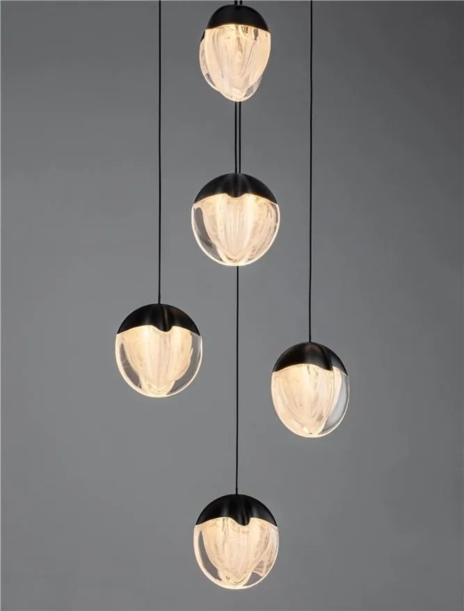 Lustra cu 5 pendule LED ALICIA negru