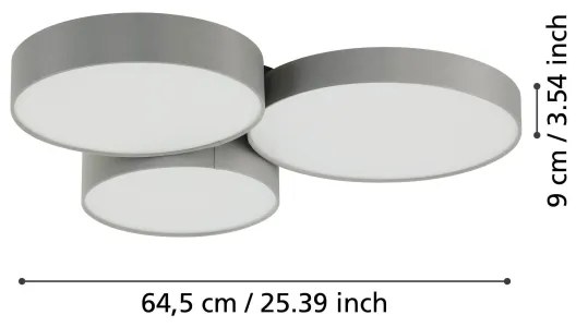 Plafonieră LED RGBW dimabilă Eglo 900855 BARBANO-Z 3xLED/7,5W/230V gri