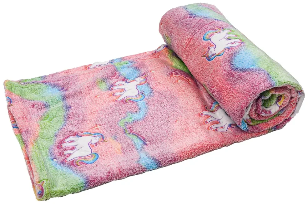 Patura fosforescenta microflanel UNICORN 150x200 cm roz