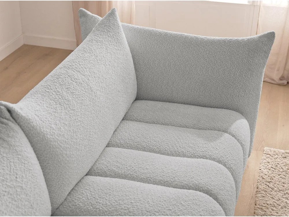 Canapea gri deschis cu tapițerie din țesătură bouclé 286 cm Azra – Bobochic Paris