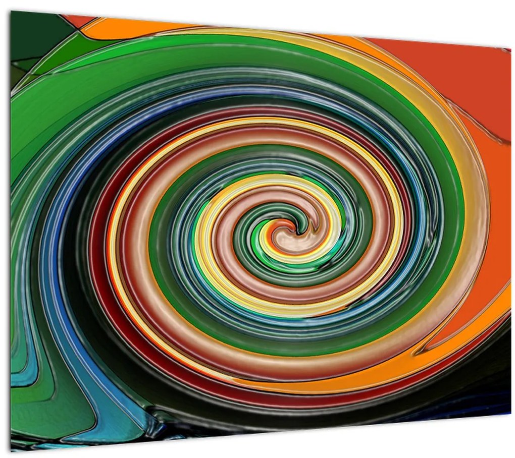 Tablou pe sticlă abstract - spirala colorata (70x50 cm)