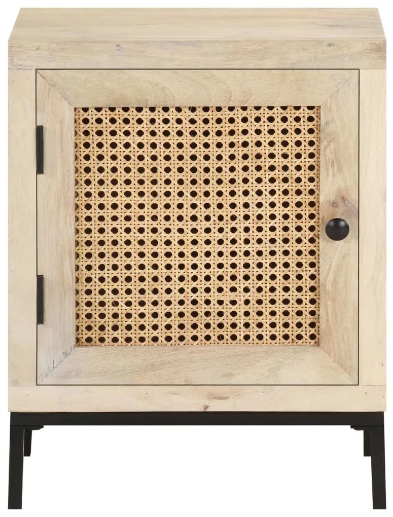 323509 vidaXL Noptieră, 40x30x50 cm, lemn masiv de mango și trestie naturală