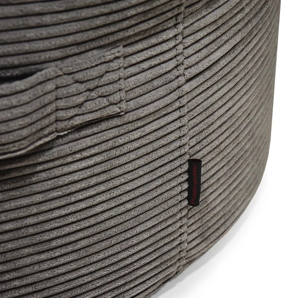 Fotoliu puf pentru copii maro închis cu tapițerie din catifea reiată Roll 80 – SLOWDOWN