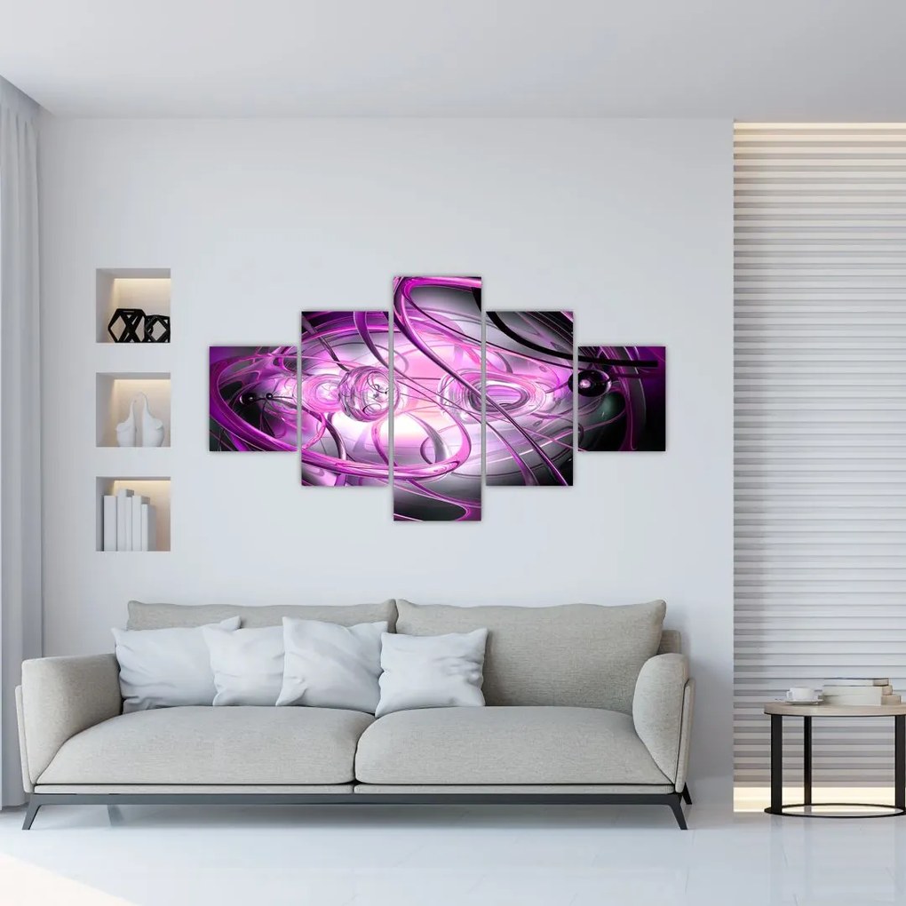 Tablou cu abstracție  frumoasă în violet (125x70 cm), în 40 de alte dimensiuni noi