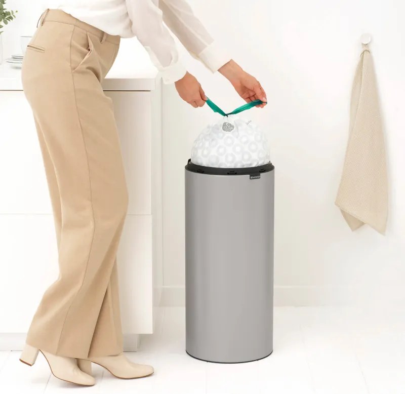 Cos de gunoi Brabantia Touch Bin New 1010459, 30 l, Inchidere silentioasa si lina, Gri deschis