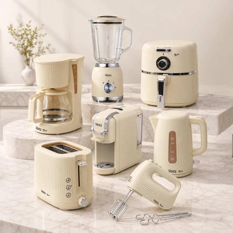 Blender manual Oliver Voltz Nice OV51112PR, 600 W, 2 viteze, Atasament din otel, Crem