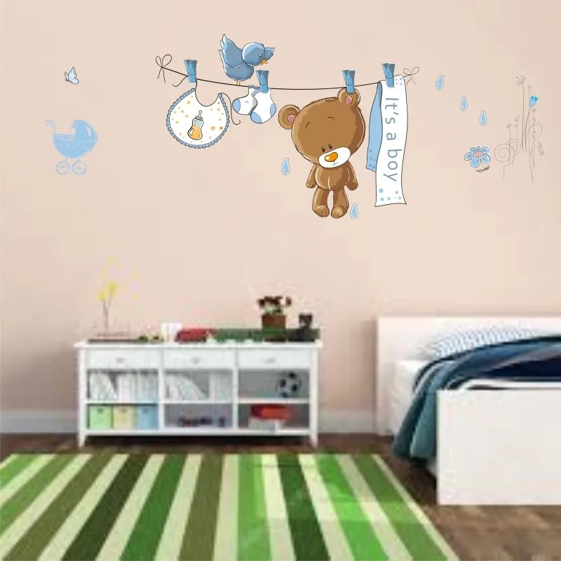 Sticker perete Blue Bear Baby Shower