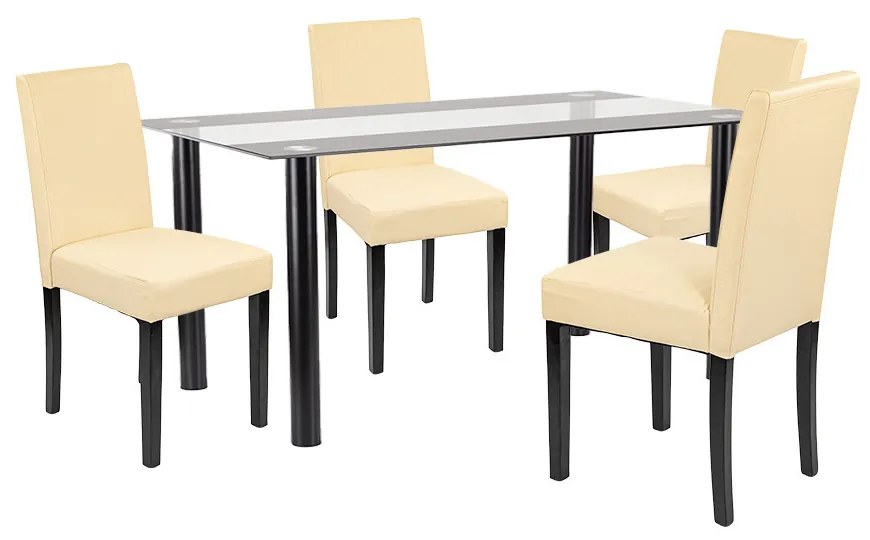 Set de masă Cadiz 4+1 negru-bej