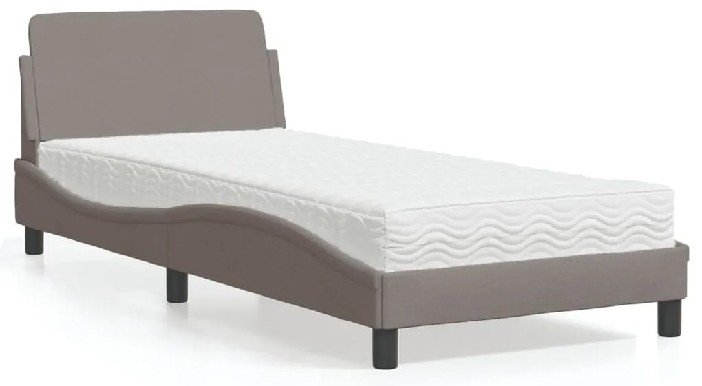 vidaXL Pat cu saltea, gri taupe, 90x200 cm, textil