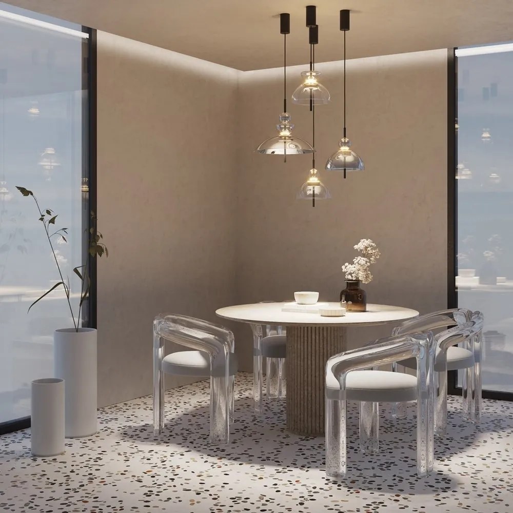 Lustra/Pendul LED design modern decorativ Bangkok 40cm, fumuriu