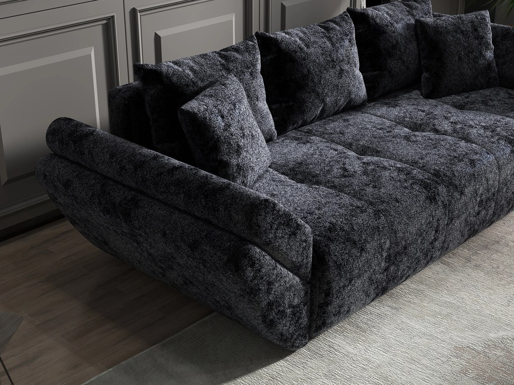 Canapea extensibilă dumonde cu ladă de depozitare si sezut confortabil din spuma high-density, Berlin Euphoria Black 250x100 cm