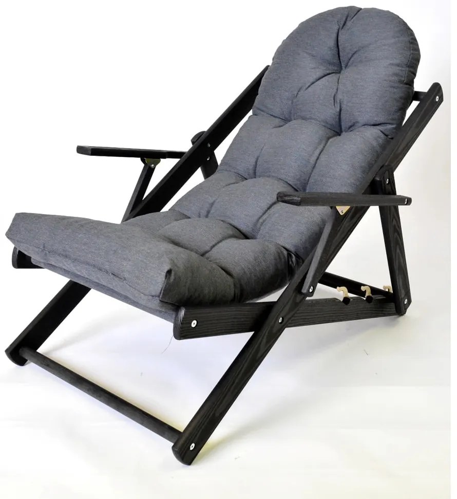 Șezlong de grădină gri închis din lemn pliabil Borneo – Rojaplast