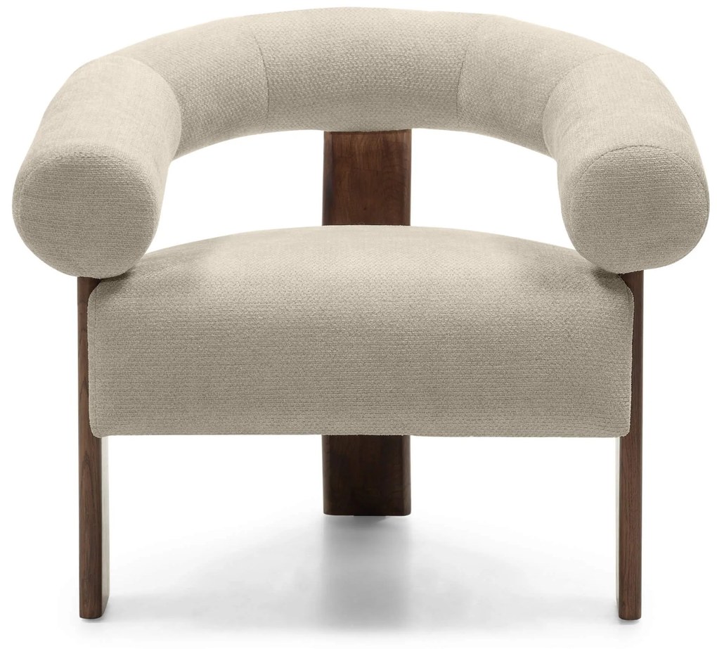 Fotoliu design bej KOKEI ALIA, decor nuc