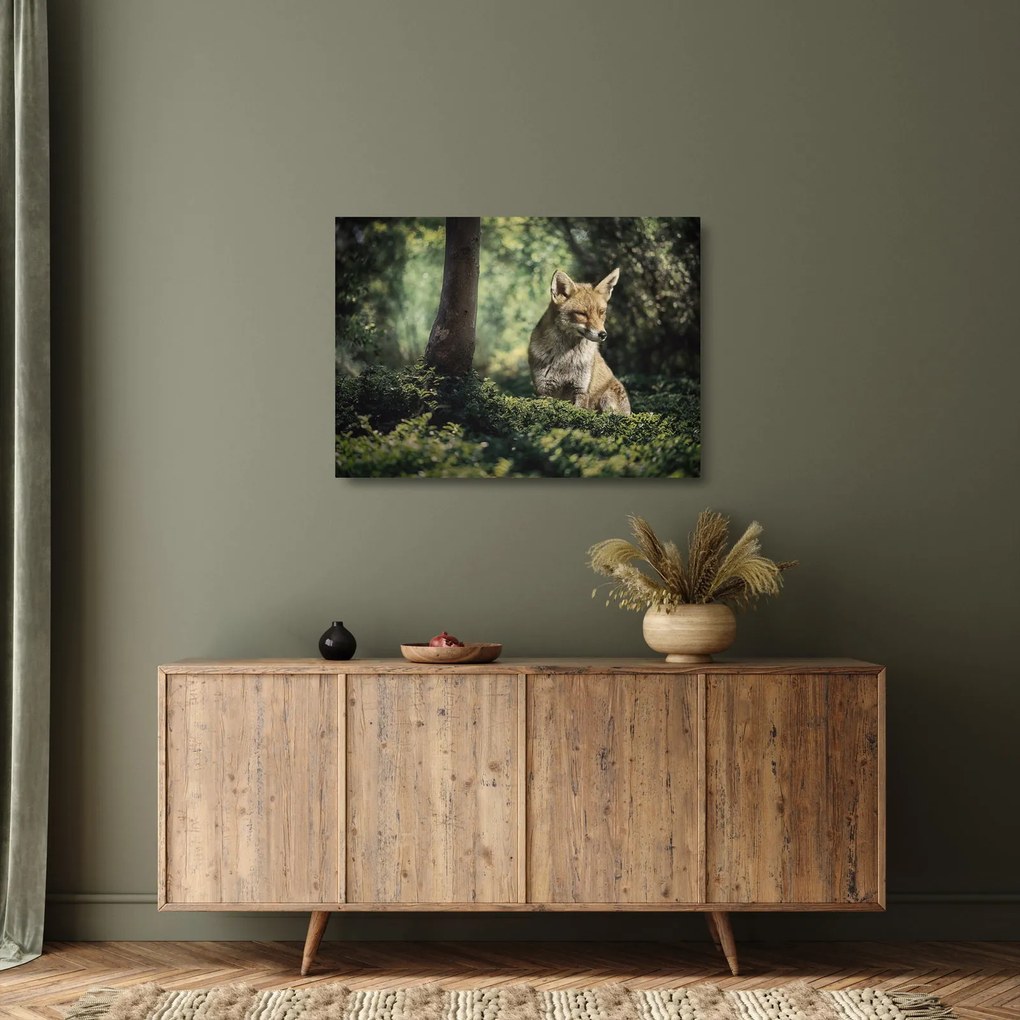 Tablou pe sticlă cu vulpe (70x50 cm)