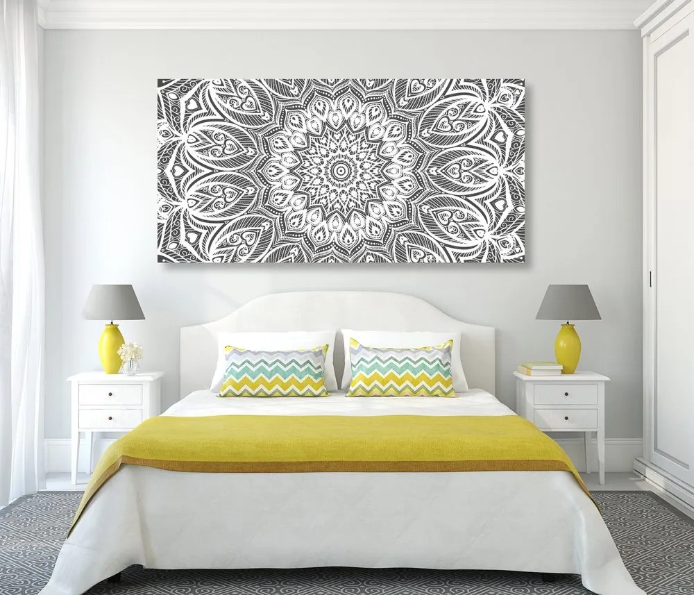 Tablou Mandala armonie în design alb-negru