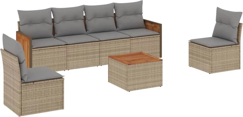 vidaXL Set canapele de grădină, 7 piese, cu perne, bej, poliratan