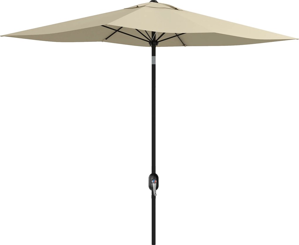 Outsunny Umbrelă rectangulară înclinabilă 2x3 m cu manivelă pânză din poliester impermeabilă de înaltă densitate 180g/m² crem | Aosom Romania