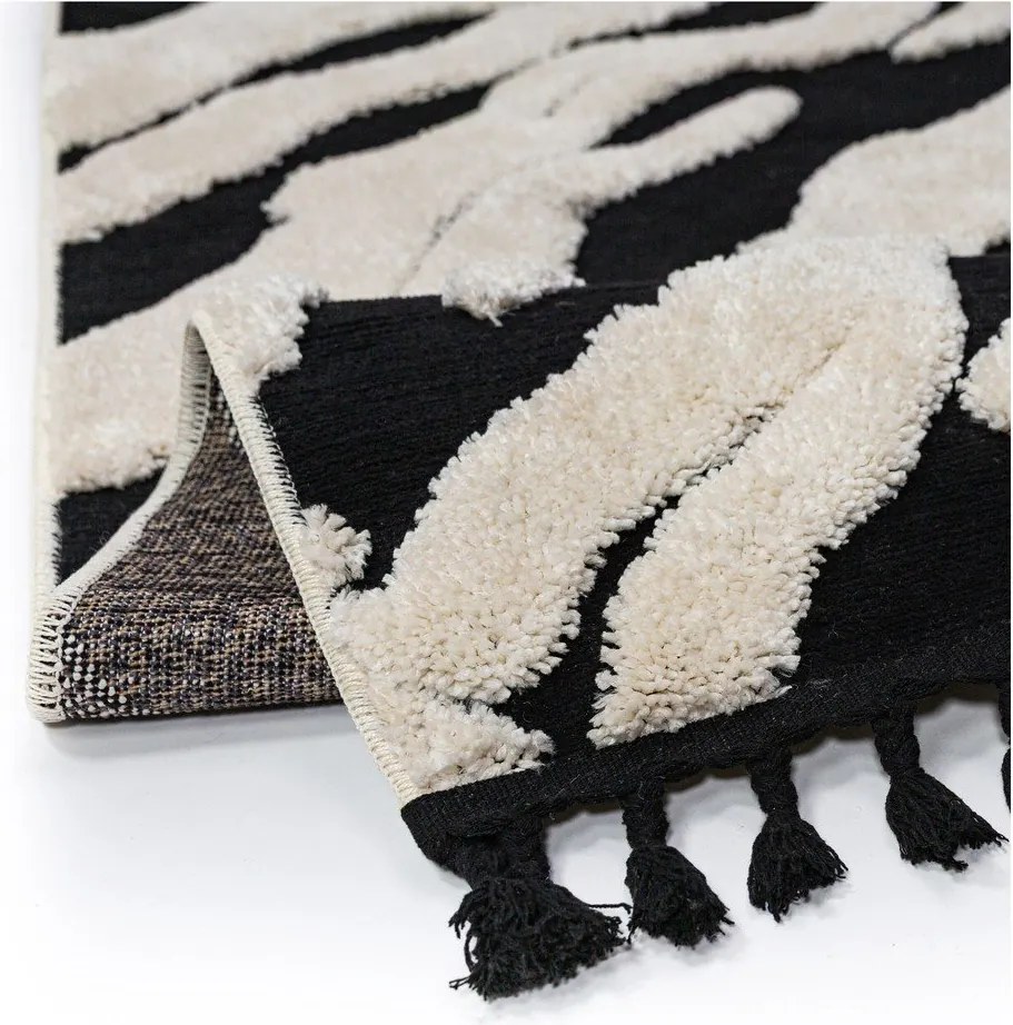 Covor tip traversă alb-negru 80x300 cm Esra Zebra – Flair Rugs