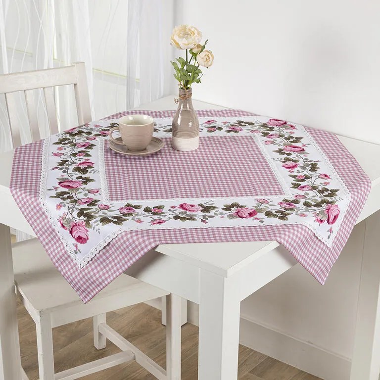 Fată de masă centrală cu imprimeu TRANDAFIRI ÎNFLOREȘTE 85 x 85 cm