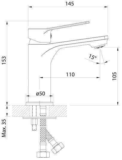 Baterie de lavoar Aqualine SINTRA crom lucios