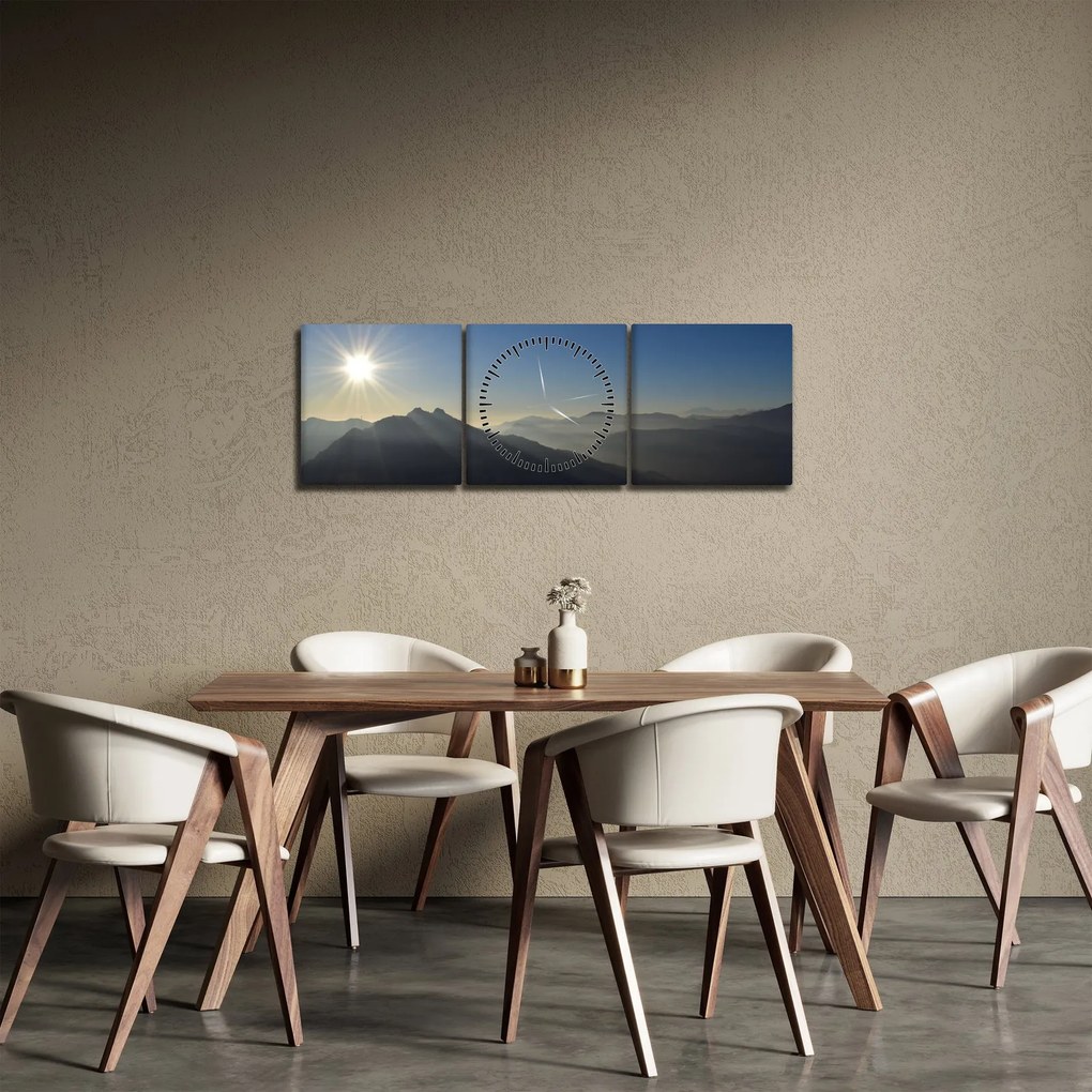 Tablou - Deasupra vârfurilor de munți (cu ceas) (90x30 cm)