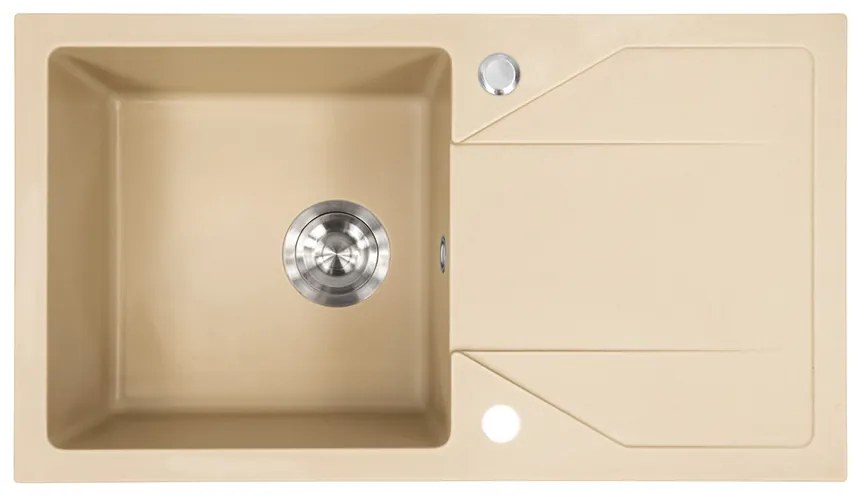 Chiuvetă pătrată Gori cu o singură lavoar + picurator din granit bej