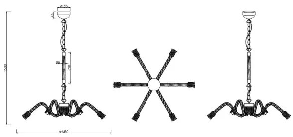Lustră pe lanț ALVA 6xE27/10W/230V Reality