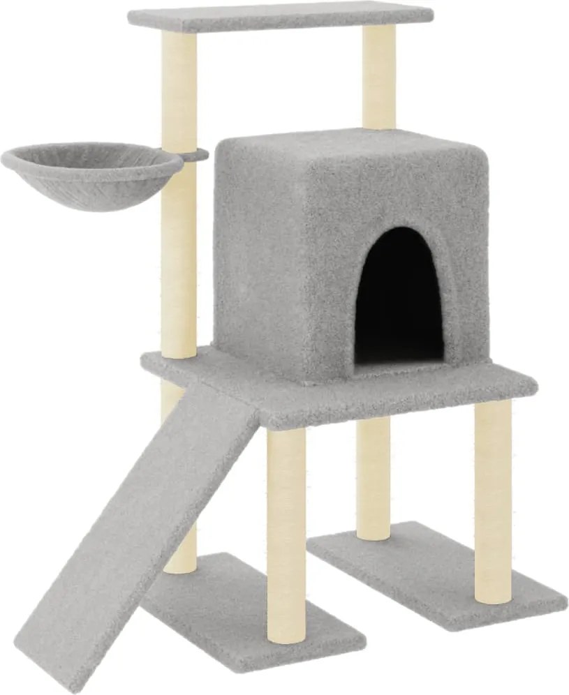 vidaXL Ansamblu pisici, stâlpi din funie sisal, gri deschis, 96,5 cm