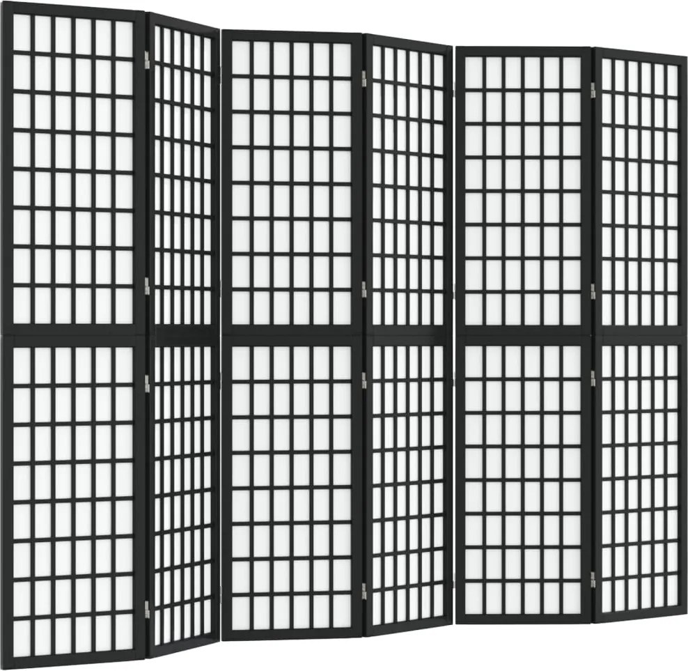 vidaXL Paravan pliabil cu 6 panouri, stil japonez, negru, 240x170 cm