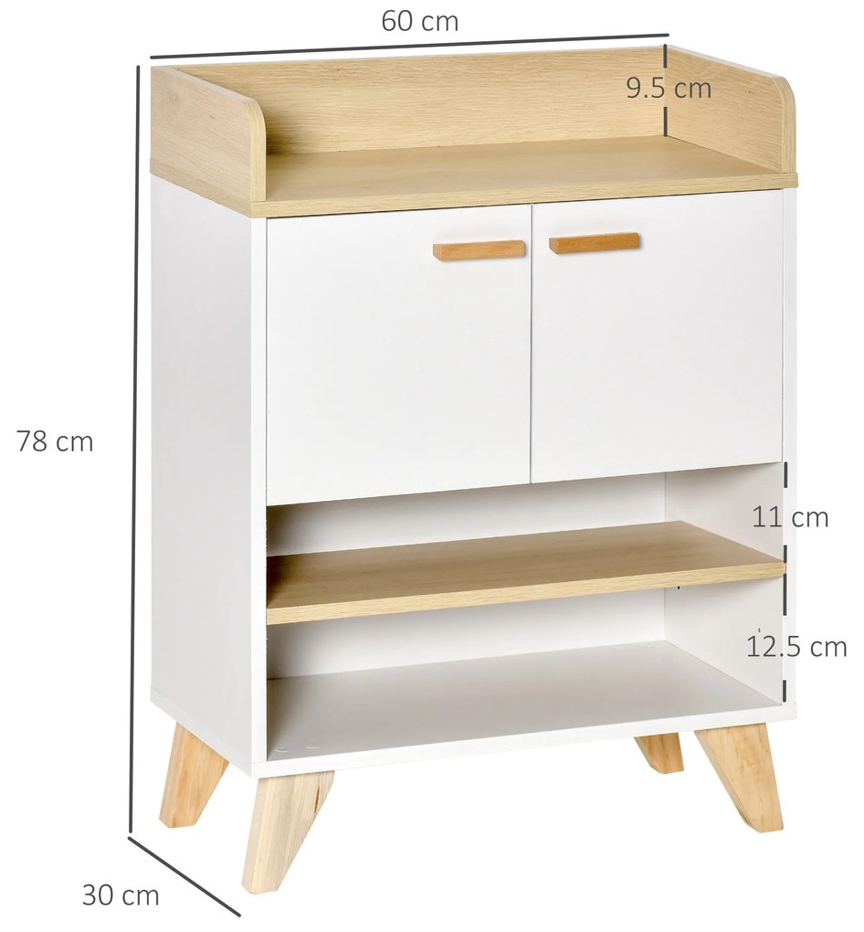 Mobilier multifunctional cu dulap si rafturi deschise, mobilier pentru sufragerie, bucatarie, birou, din lemn alb, 60x30x78cm HOMCOM | Aosom RO