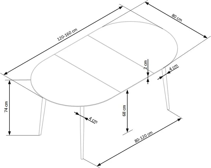 Masa extensibila Colorado stejar auriu - L120/160xl80xh74 cm