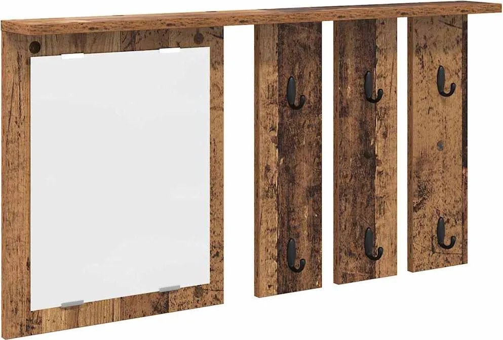 vidaXL Răcător de paltoane montat pe perete Lemn vechi 85 x 10 x 45 cm
